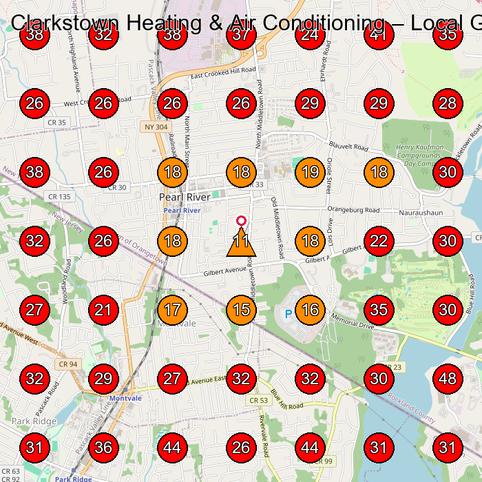Clarkstown Heating & Air Conditioning GeoGrid visibility map for Hvac Contractor in Waldwick